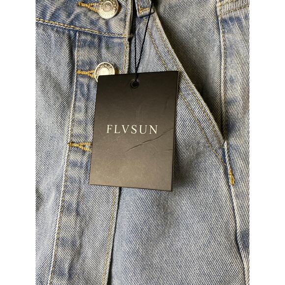 FLVSUN Women's Denim High Waisted Solid Button Up Asymmetrical Skort Size 4 - Picture 8 of 12